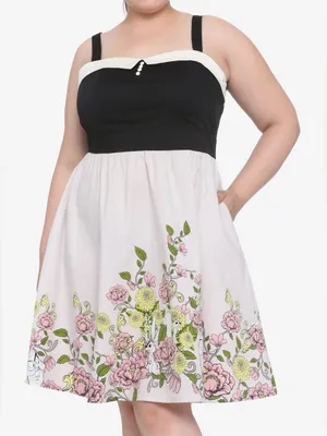 Disney princess dress floral vintage look casual fancy elegant 3X plus size blac thumbnail 1