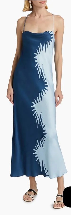 NEW Significant Other Flossie Abstract Bias-Cut Blue slip Maxi Dress sz 8 thumbnail 1