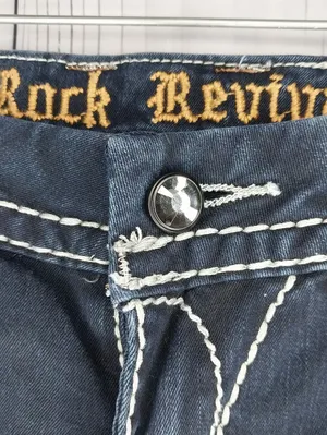 Rock Revival Vivian Fleur-De-Lis Dark Blue Embellished Y2K Skinny Bling Jeans thumbnail 5