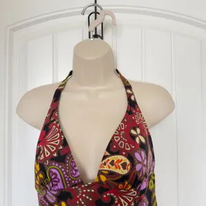 Victoria's Secret Large Paisley Floral Halter Tankini Top Y2K Boho Chic thumbnail 3