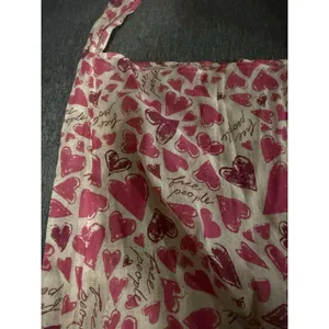 Free People Pink Heart Print Slouchy Hobo Bag Crossbody Tote Cream Hippie Boho thumbnail 2
