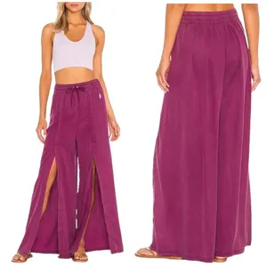Free People Abs Tracker Split Wide Leg Pants Dark Purple Small thumbnail 2