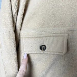 BiBi Fleece Buttoned Down Oversized Shirt Jacket Tan Fall Winter Women’s Size XL thumbnail 12