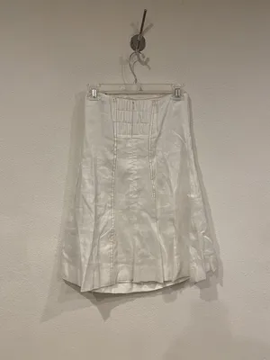 DISSH Simona Linen Mini Dress Womens 2 White Strapless Smocked Zip Short thumbnail 5