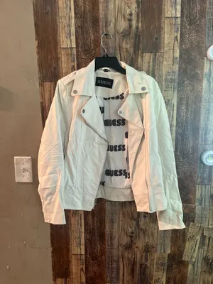 Guess white faux leather jacket white size Medium SH2) thumbnail 3