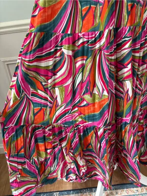 Abel the Label Anthropologie Kelissa Maxi Dress Small One Shoulder Colorful thumbnail 5