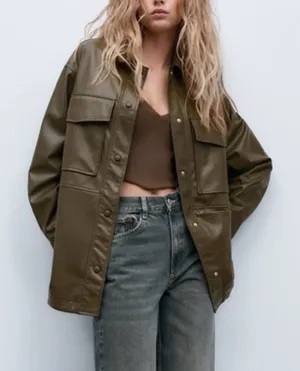 Zara FAUX LEATHER OVERSHIRT thumbnail 1