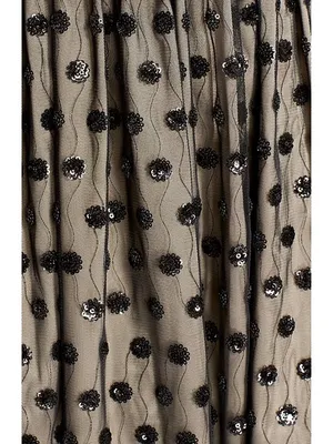 Eliza J Cocktail Dress Womens 6 Black Tan Excellent Sequin Polka Dot Belted thumbnail 11