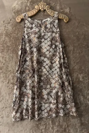 hinge Dress Women’s (L) Brown White Pattern With Pockets thumbnail 1