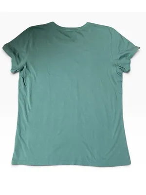 -New Life is Good Crusher Tee Womens L Green Athletic Pickle Baller Short Sleeve thumbnail 2