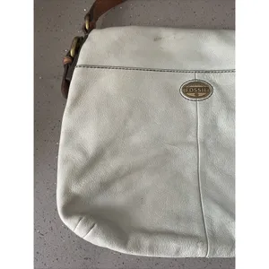 FOSSIL Explorer Flap Foldover Hobo Light blue Leather Slouch Shoulder Bag thumbnail 2