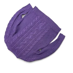 LLBean Royal Purple Cable Knit Long Sleeve Sweater Large thumbnail 4