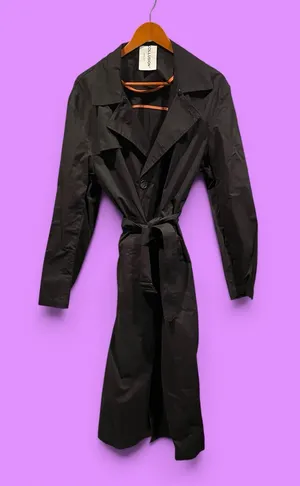 ASOS Cute cotton Collusion maxi trench coat black classic whimsigoth oversized thumbnail 1