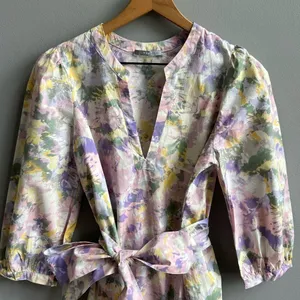 Tart Collections Lorrie Pastel Purple Floral Print Belted Tunic Dress Size Small thumbnail 4