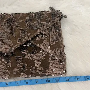 Lulus Bronze Sequin Envelope Convertible Crossbody/ Clutch NEW thumbnail 7