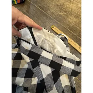 New Kate Spade New York Linen Blend Gingham Belted Skirt‎ Size 0 Black/White thumbnail 10