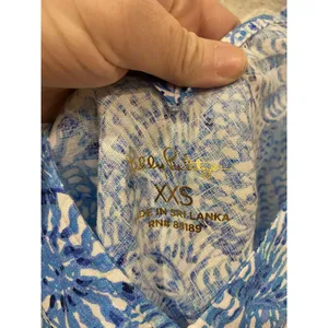 Lilly Pulitzer Florin Tank Top Womens XXS Blue Floral Linen V Neck Sleeveless thumbnail 3