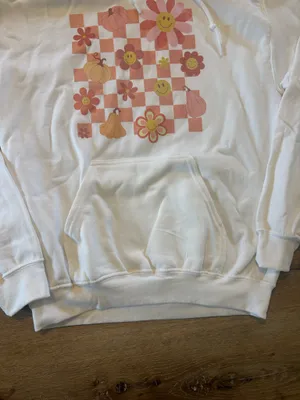 Gildan Fall Floral Checkered Graphic Hoodie thumbnail 2
