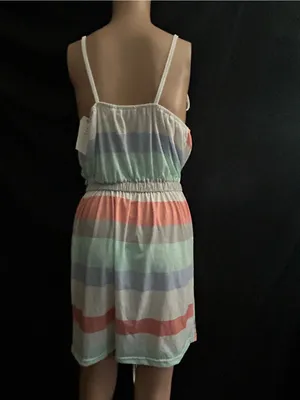 TFY Collection Striped Pastel Spaghetti Strap Dress LG NWT thumbnail 2