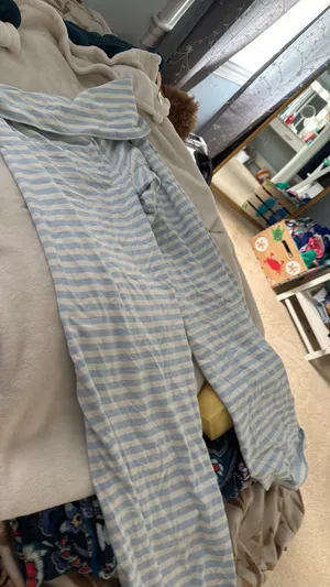 Target Blue and white striped fold over pants thumbnail 1