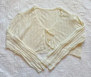 Knit Crochet Tie White Cardigan thumbnail 1
