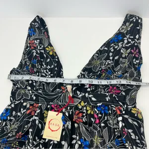 Anthropologie Raga Rain Forest Plunge Neck Maxi‎ Dress Black Floral Medium NEW thumbnail 7