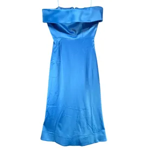 BHLDN Soma Strapless Stretch Satin Fit Flare Midi Dress 6 Blue Satin Formal HOCO thumbnail 5
