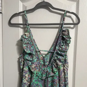 💖 Bella Boheme Green Paisley Enya Maxi Tiered Ruffle Dress Boho Goddess Coastal thumbnail 6