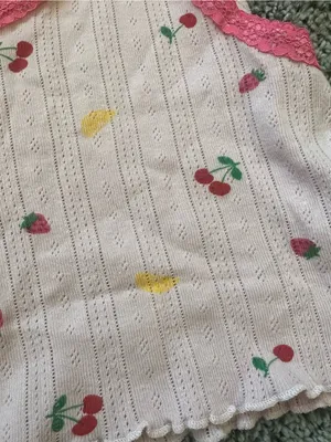 Pink Fruit-Print Lace Trim Tank Top thumbnail 4