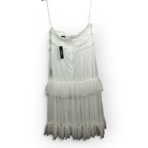 Lulus Women L White Tulle Swiss Dot Strapless Tiered Midi Dress NEW Romantic thumbnail 5