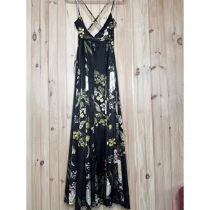 NWT Lulus All About the Drama Black Floral Satin Cowl Neck Maxi Dress Cruise S thumbnail 5