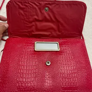 Faux Red Patent Alligator Purse 80s Shiny Red Faux thumbnail 3