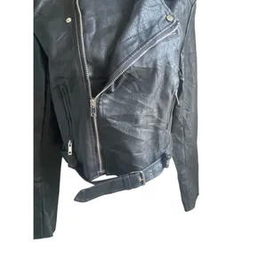 Lulus Women’s Faux Leather Moto Jacket Black L Belted Zippered thumbnail 5