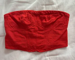 Free people orange linen tube top thumbnail 1