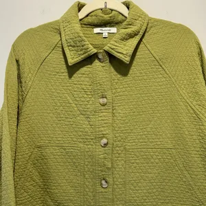 NWOT Madewell Quilted Crop Shirt-Jacket Shacket Button Down Green‎ NJ607 Medium thumbnail 3