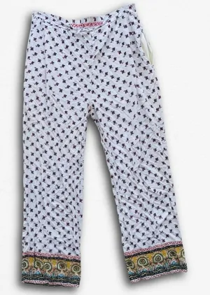 Xhilaration‎ Womens XL White Floral Boho Border Print Wide Leg Pajama Pants thumbnail 1