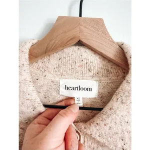 Heartloom Oatmeal Speckled Collared Knit Button Front Sweater Top XS thumbnail 2