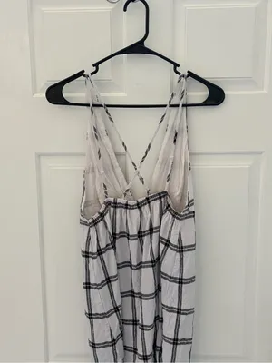 Urban Outfitters White and Black Windowpane Plaid Mini Dress thumbnail 6