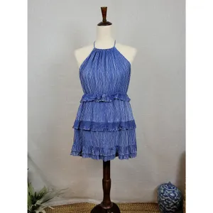Lulus Womens‎ Downright Darling Dress Medium Blue Halter Open Back Mini Rodeo thumbnail 14