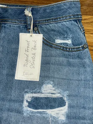 Cato est 1946 Denim Jean Skirt Raw Hem Patched Women's Size 12 Stretch Pockets thumbnail 6