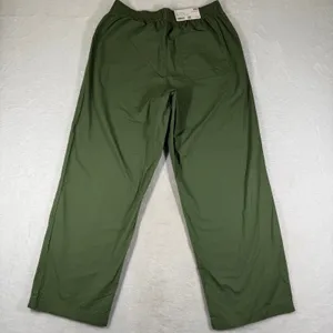 Uniqlo Olive Green Cotton Wide Leg Relaxed Elastic Waist Pants 272-482243 M thumbnail 10