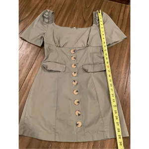 Mable babydoll short sleeve cotton blend green mini dress small thumbnail 2