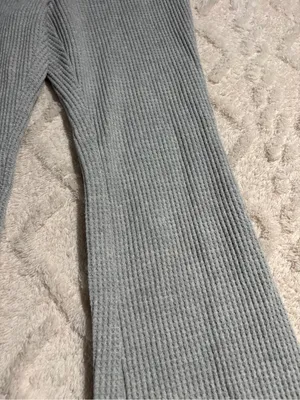 Aerie xsmall gray waffle knit pants flare thumbnail 5