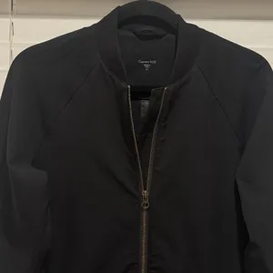 Garnet Hill‎ Size XS Black Longline Bomber Full Zip Jacket Water-Resistant Coat thumbnail 4