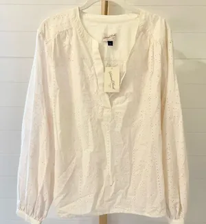 Women's Long Sleeve Popover Blouse‎ - Universal Thread™ Cream L thumbnail 1