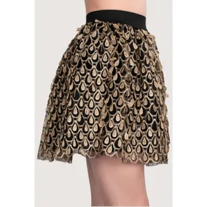 Sugarlips Womens Skirt Size Large Gold Black Peacock High‎ Waisted NEW thumbnail 3