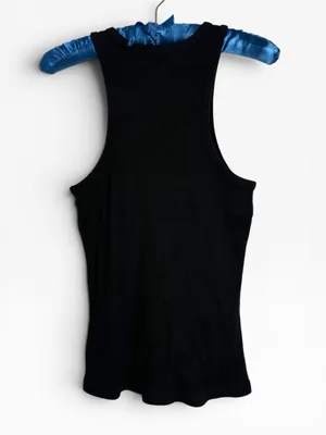 AGOLDE Bailey Black ORGANIC COTTON Ribbed Knit Tank Top Sleeveless stretchy Sm thumbnail 7