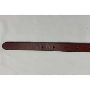 Timberland Brown Leather Belt Skinny Waist X-Stitch Keeper Logo Size M Mahogany thumbnail 5