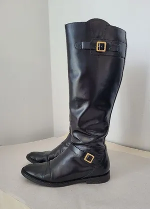 Cole Haan City Knee High Boots Vegan Leather Black Equestrian Low Heel Size 6 thumbnail 1
