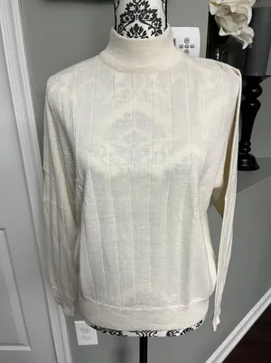 Harvé Benard Sport Size Large Beige Mock Neck Sweater thumbnail 1